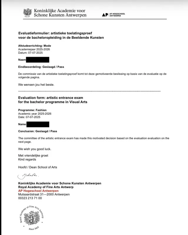 Royal Academy of Fine Arts Antwerp result, Fashion