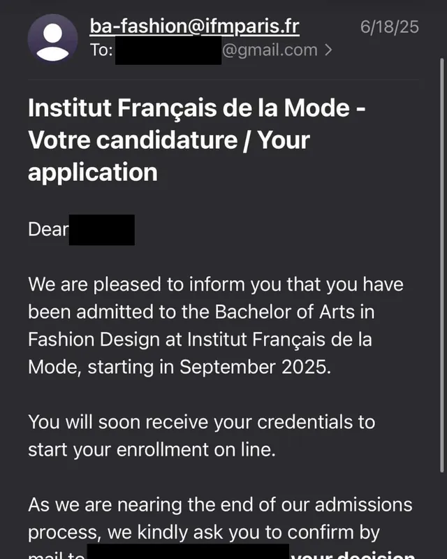 Institut Français de la Mode offer, BA Fashion Design